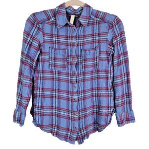 Anthropologie Pilcro Wool Blend Plaid Flannel Button Down Shirt S OB1227013